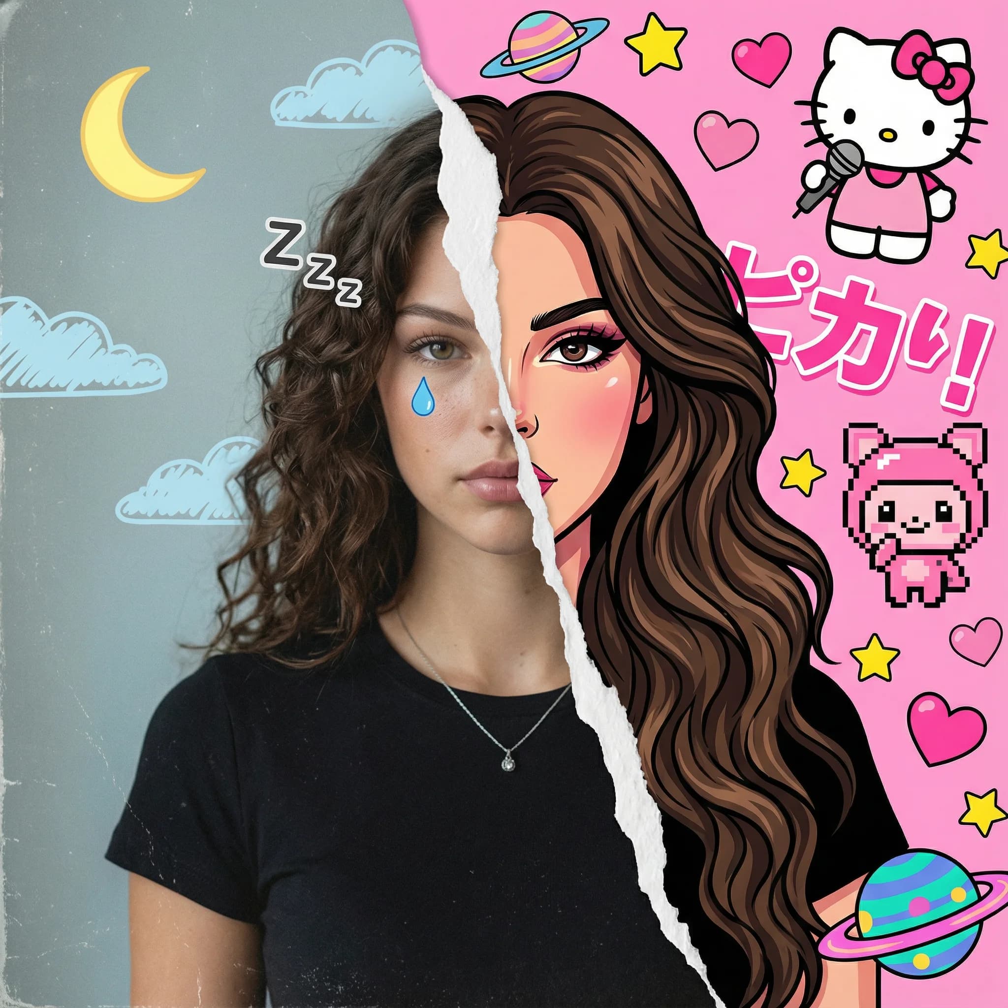 Hyper-realistic Human & Cartoon Split Effect