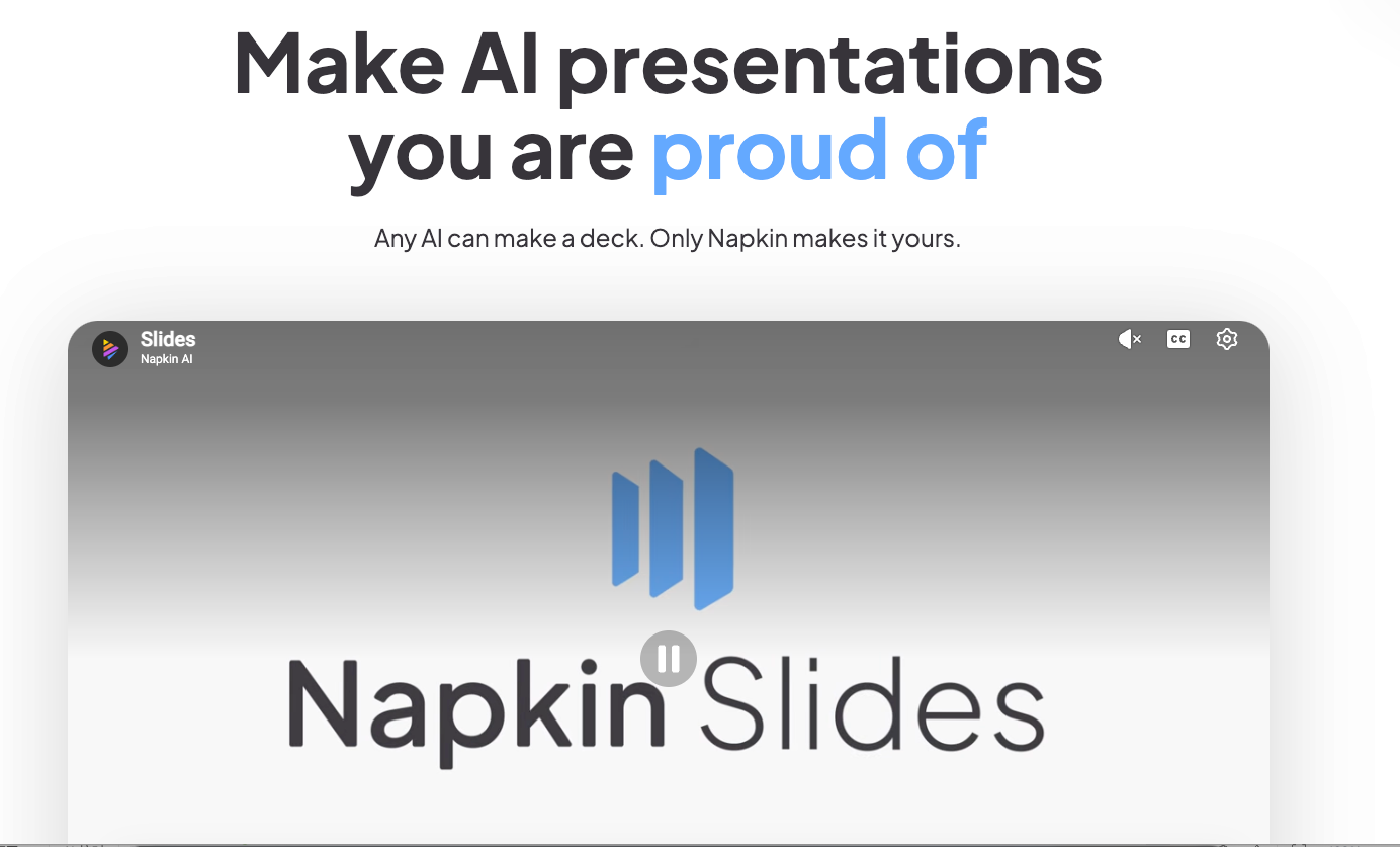 Interface do Napkin AI, ferramenta de apresentação com IA