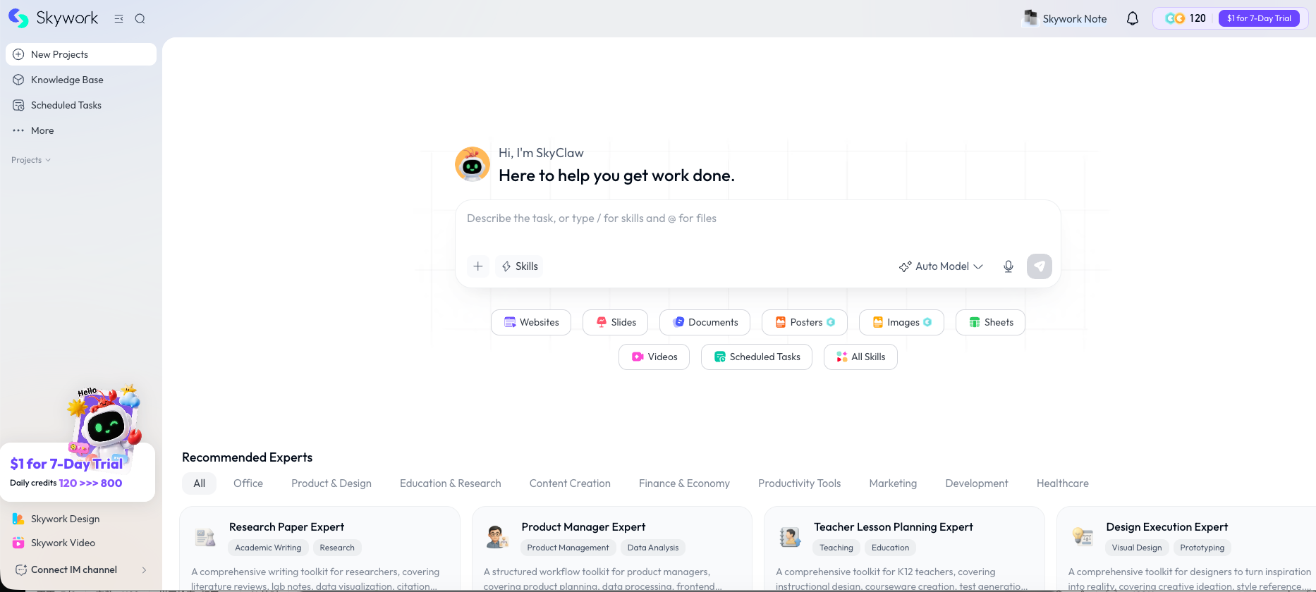 Interface do Skywork AI, ferramenta de apresentação com IA